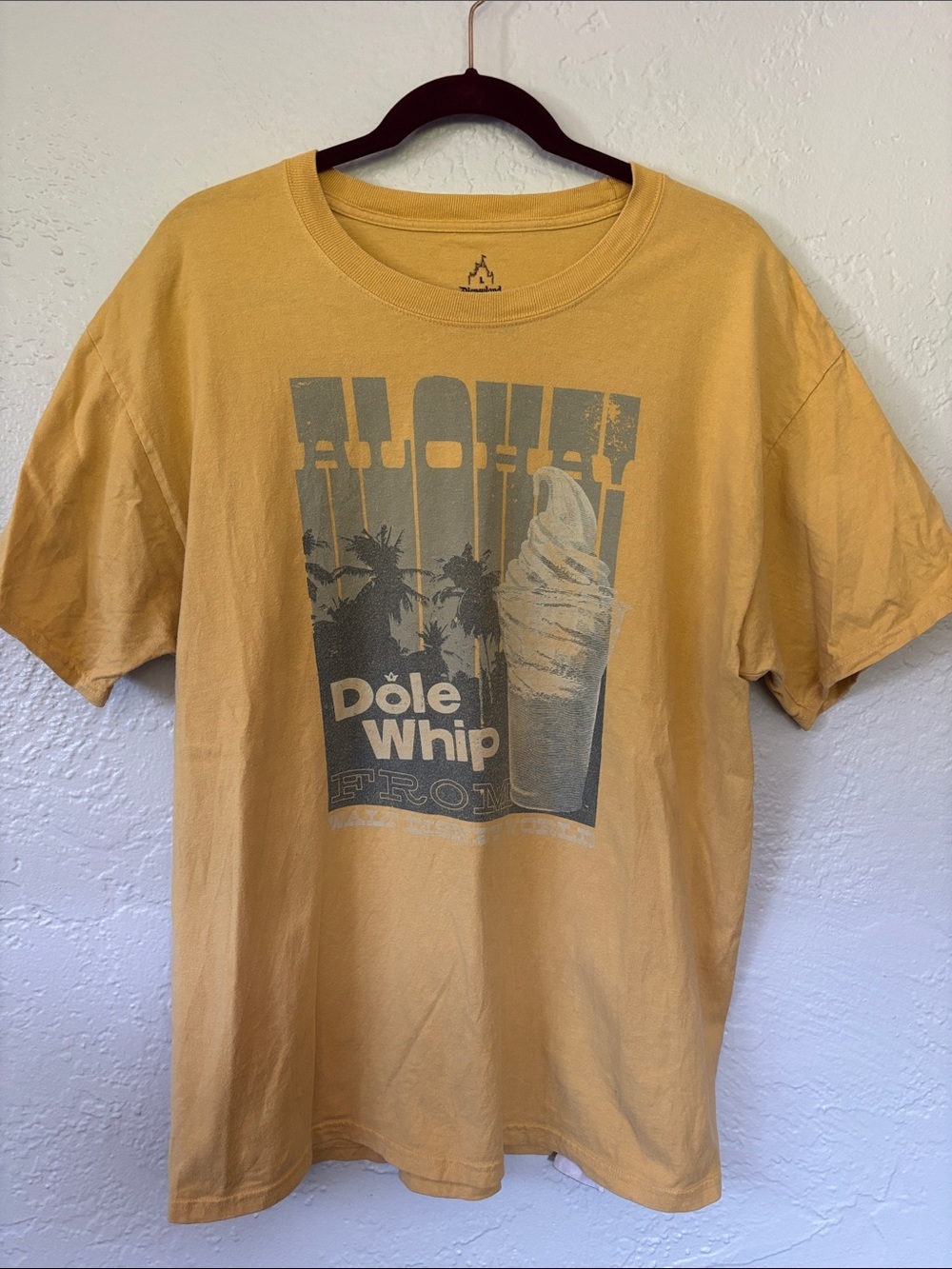 Disneyland Hanes 100% Cotton Mustard Yellow Dole Whip Graphic Tee L